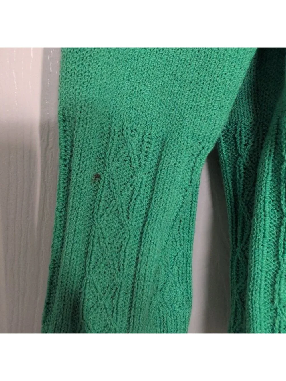 St John Santana Knit Cardigan Womens Size Small Green Wool Blend Long Sleeve